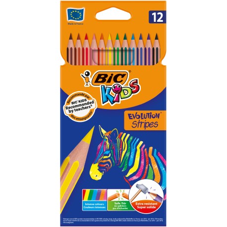 Kredki ołówkowe 12kol Stripes BicEvolution 950522