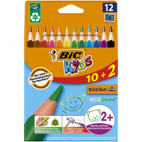 BIC Kids Evolution Triangle Kredki ołówkowe 10+2szt
