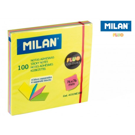 Karteczki samoprzylepne MILAN FLUO 76 x 76 mm 100 szt.